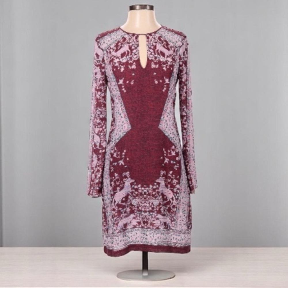 NWT BCBGMAXAZRIA Freya Sheer Boho Shift Dress | Print | XXS - Picture 7 of 8